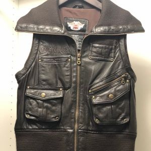 Harley Davidson Brown Leather Vest!